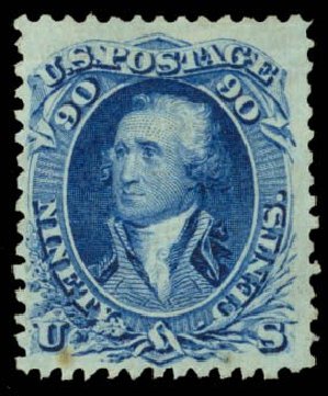 Price of US Stamp Scott Catalog 101: 90c 1869 Washington Grill. Daniel Kelleher Auctions, Mar 2014, Sale 650, Lot 2548