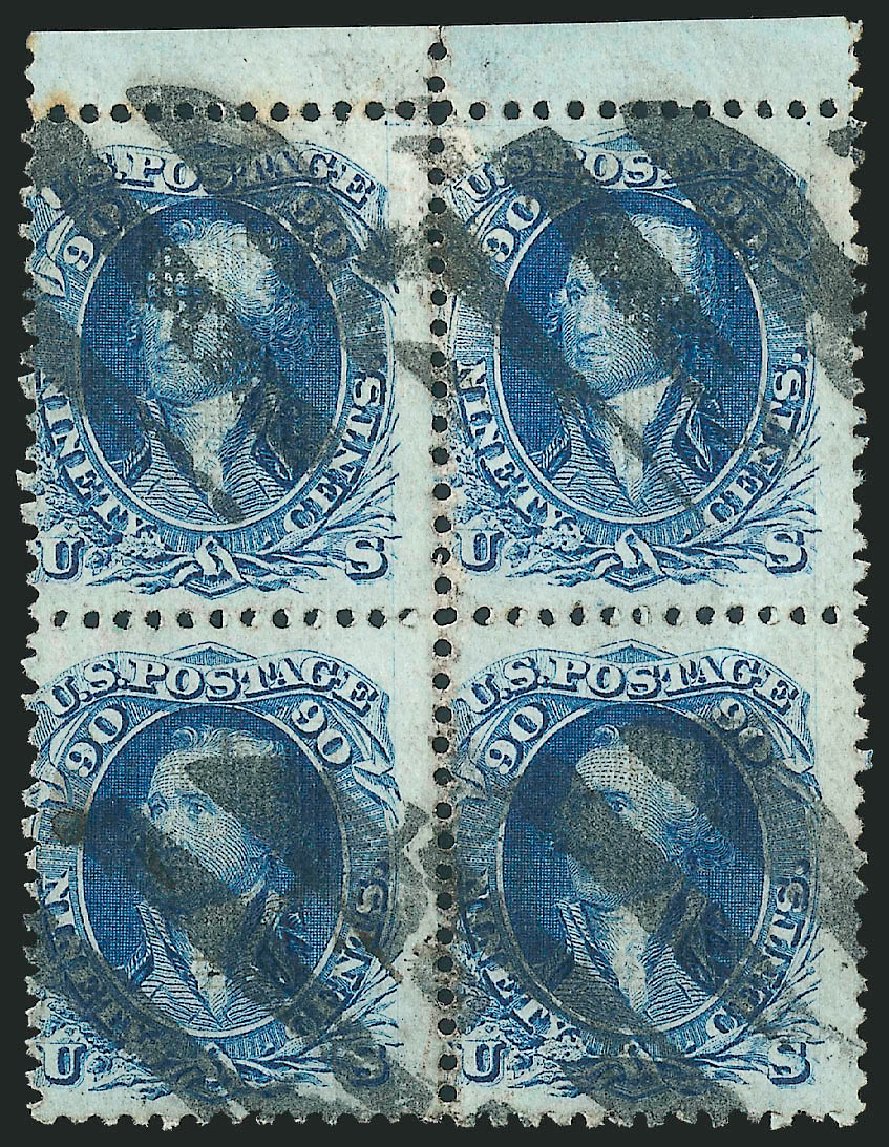 US Stamp Values Scott # 101 - 90c 1869 Washington Grill. Robert Siegel Auction Galleries, Nov 2014, Sale 1084, Lot 3299