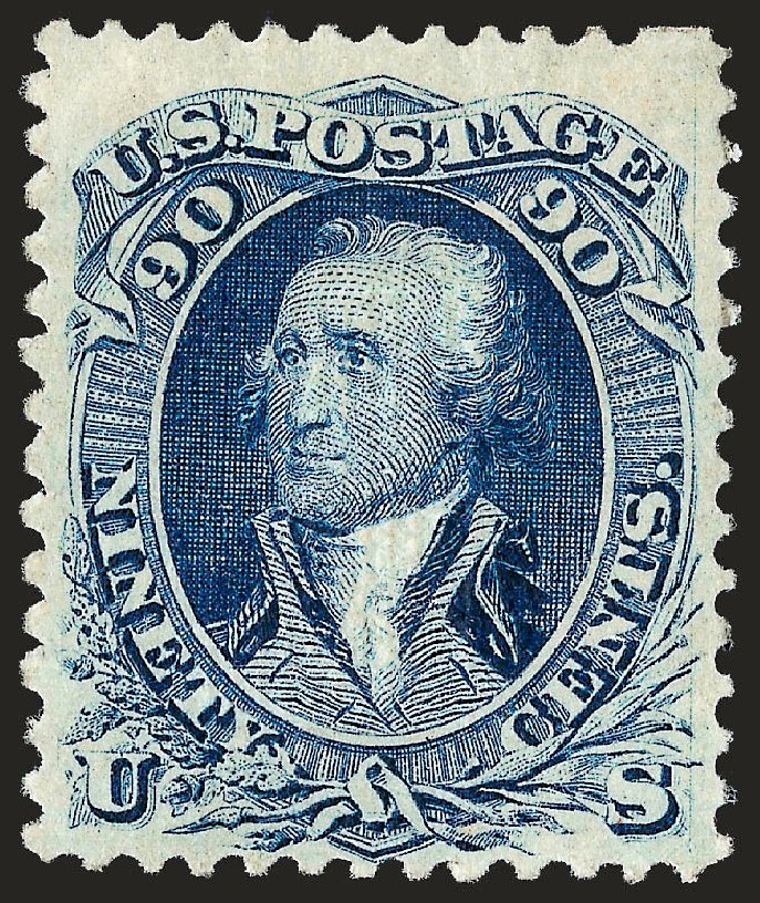 US Stamps Values Scott # 101: 1869 90c Washington Grill. Robert Siegel Auction Galleries, Oct 2008, Sale 963, Lot 609