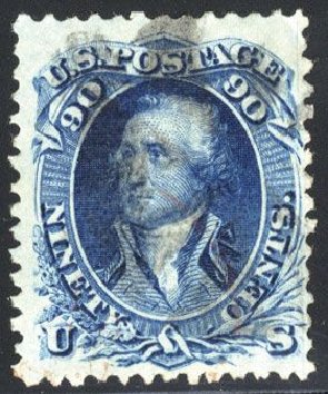 Costs of US Stamps Scott Catalogue #101 - 90c 1869 Washington Grill. Cherrystone Auctions, Mar 2008, Sale 200803, Lot 121