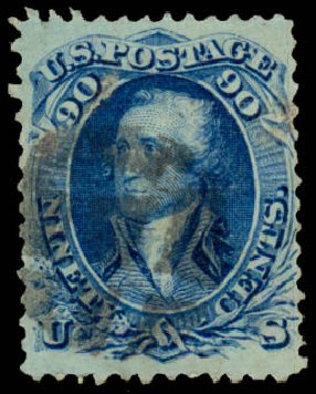 Cost of US Stamp Scott Catalogue 101: 1869 90c Washington Grill. Daniel Kelleher Auctions, Dec 2013, Sale 640, Lot 121