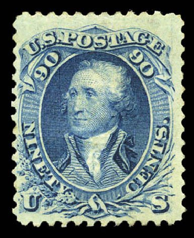 US Stamps Prices Scott Cat. # 101: 90c 1869 Washington Grill. Matthew Bennett International, Mar 2011, Sale 336, Lot 1165