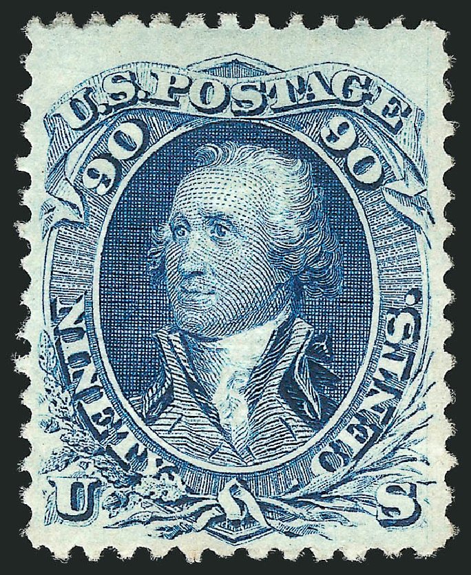 Values of US Stamps Scott Catalog # 101 - 90c 1869 Washington Grill. Robert Siegel Auction Galleries, Apr 2015, Sale 1096, Lot 195