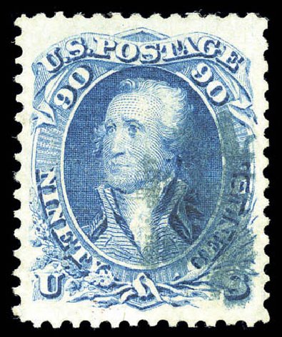 Value of US Stamps Scott Catalog # 101 - 1869 90c Washington Grill. Matthew Bennett International, Sep 2010, Sale 333, Lot 3482