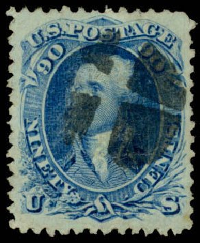 Prices of US Stamp Scott Catalogue #101 - 90c 1869 Washington Grill. Daniel Kelleher Auctions, Apr 2013, Sale 636, Lot 122