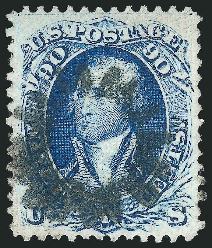 Values of US Stamp Scott Catalogue 101: 90c 1869 Washington Grill. Robert Siegel Auction Galleries, Oct 2011, Sale 1014, Lot 1262