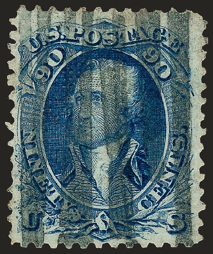 US Stamp Values Scott Catalog 101 - 90c 1869 Washington Grill. Robert Siegel Auction Galleries, Sep 2008, Sale 962, Lot 2362
