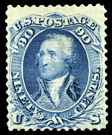 US Stamps Value Scott #101 - 1869 90c Washington Grill. Matthew Bennett International, Mar 2012, Sale 344, Lot 4303
