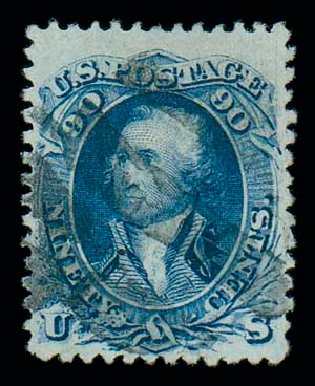 Cost of US Stamp Scott Catalog #101: 90c 1869 Washington Grill. Matthew Bennett International, Dec 2007, Sale 325, Lot 1556