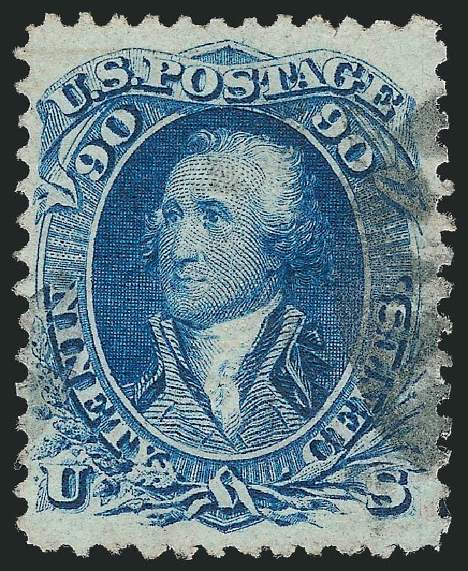 US Stamps Values Scott Catalog #101 - 90c 1869 Washington Grill. Robert Siegel Auction Galleries, Jun 2012, Sale 1026, Lot 1246