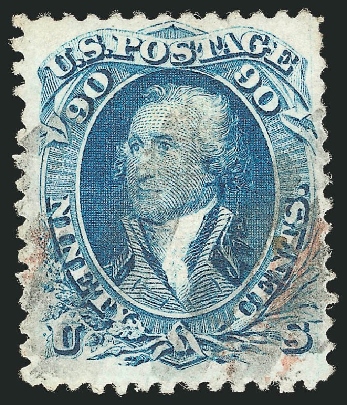 US Stamp Values Scott Cat. 101: 1869 90c Washington Grill. Robert Siegel Auction Galleries, Oct 2012, Sale 1033, Lot 4056