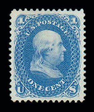 Values of US Stamps Scott Catalogue #102: 1c 1875 Franklin Without Grill. Matthew Bennett International, Jun 2007, Sale 319, Lot 1137
