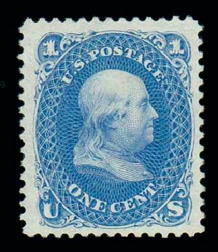 Values of US Stamps Scott Catalog #102 - 1c 1875 Franklin Without Grill. Matthew Bennett International, Oct 2007, Sale 320, Lot 417