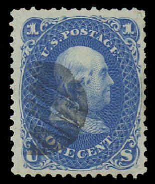 US Stamp Values Scott Cat. # 102: 1875 1c Franklin Without Grill. Daniel Kelleher Auctions, Apr 2012, Sale 629, Lot 197