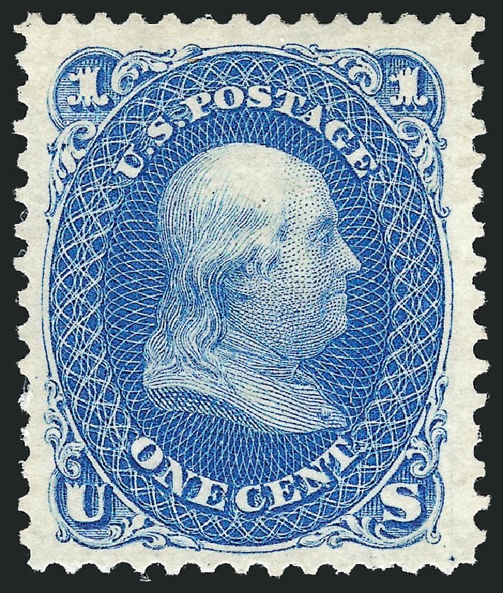 Cost of US Stamp Scott Catalog #102: 1c 1875 Franklin Without Grill. Robert Siegel Auction Galleries, Oct 2011, Sale 1014, Lot 1267
