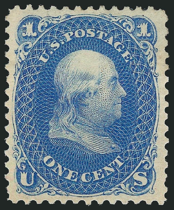 US Stamp Value Scott #102: 1c 1875 Franklin Without Grill. Robert Siegel Auction Galleries, Jun 2012, Sale 1026, Lot 1247