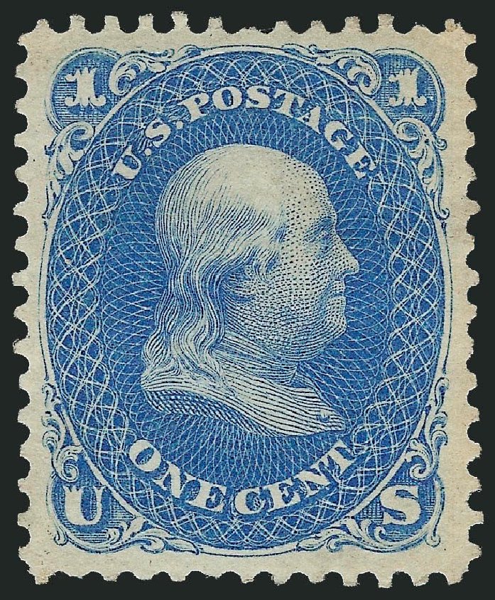 Cost of US Stamps Scott Catalog #102: 1875 1c Franklin Without Grill. Robert Siegel Auction Galleries, Apr 2014, Sale 1068, Lot 117