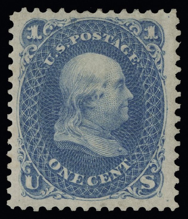Cost of US Stamp Scott Catalog #102: 1875 1c Franklin Without Grill. Spink Shreves Galleries, Aug 2013, Sale 144, Lot 147