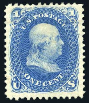 Cost of US Stamp Scott Catalogue # 102 - 1875 1c Franklin Without Grill. Harmer-Schau Auction Galleries, Aug 2011, Sale 90, Lot 1258