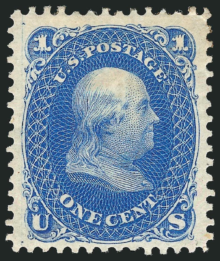 Value of US Stamps Scott Cat. # 102 - 1875 1c Franklin Without Grill. Robert Siegel Auction Galleries, Mar 2012, Sale 1021, Lot 278