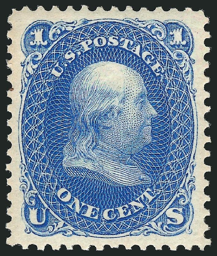 US Stamps Prices Scott Catalogue #102: 1875 1c Franklin Without Grill. Robert Siegel Auction Galleries, May 2013, Sale 1044, Lot 88