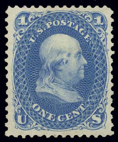 Values of US Stamps Scott Catalogue 102 - 1c 1875 Franklin Without Grill. Daniel Kelleher Auctions, Feb 2013, Sale 634, Lot 89