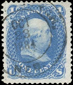 Values of US Stamp Scott Catalog 102: 1c 1875 Franklin Without Grill. Regency-Superior, Nov 2014, Sale 108, Lot 239