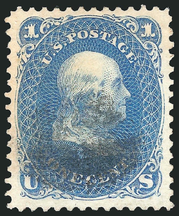 US Stamp Value Scott Catalogue # 102: 1c 1875 Franklin Without Grill. Robert Siegel Auction Galleries, Nov 2014, Sale 1084, Lot 3300