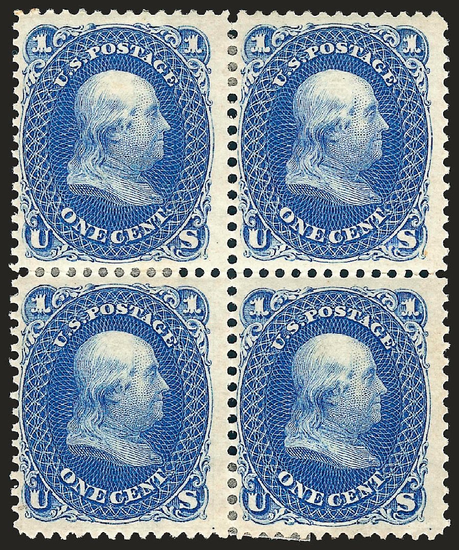 Price of US Stamp Scott Cat. 102: 1875 1c Franklin Without Grill. Robert Siegel Auction Galleries, Jan 2009, Sale 968, Lot 130