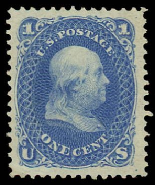 Costs of US Stamps Scott 102: 1875 1c Franklin Without Grill. Daniel Kelleher Auctions, Aug 2012, Sale 631, Lot 801