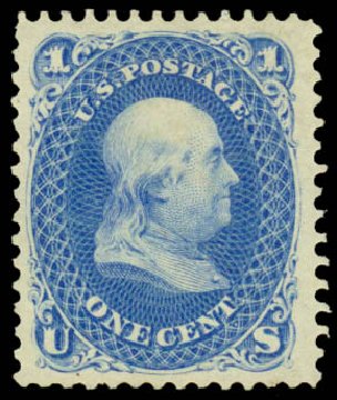 Prices of US Stamps Scott Catalog #102: 1c 1875 Franklin Without Grill. Daniel Kelleher Auctions, Mar 2014, Sale 648, Lot 2061