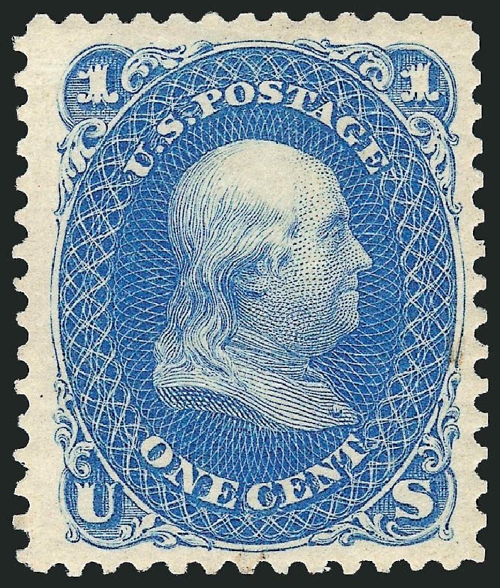 Value of US Stamp Scott Cat. #102: 1c 1875 Franklin Without Grill. Robert Siegel Auction Galleries, Mar 2014, Sale 1067, Lot 1091