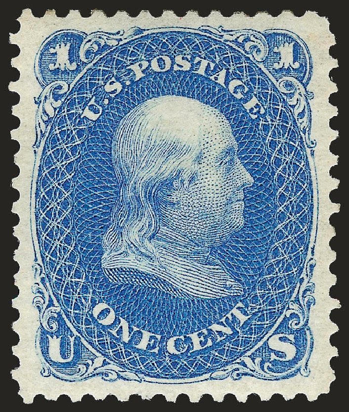 Values of US Stamp Scott Cat. #102 - 1875 1c Franklin Without Grill. Robert Siegel Auction Galleries, Jan 2009, Sale 968, Lot 131
