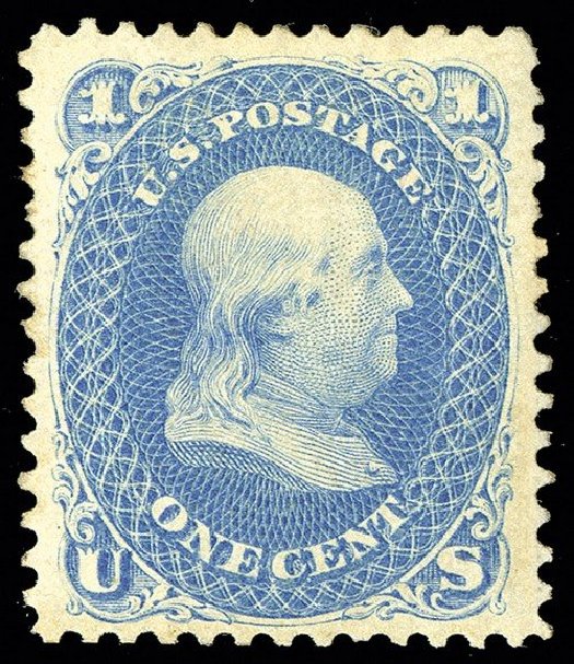 Costs of US Stamps Scott Cat. 102 - 1875 1c Franklin Without Grill. Spink Shreves Galleries, May 2014, Sale 148, Lot 144