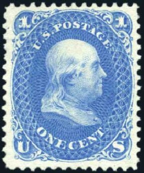 Cost of US Stamp Scott Cat. 102: 1c 1875 Franklin Without Grill. Harmer-Schau Auction Galleries, Oct 2009, Sale 83, Lot 355