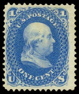 US Stamp Prices Scott Catalog # 102 - 1c 1875 Franklin Without Grill. Daniel Kelleher Auctions, Apr 2013, Sale 636, Lot 125