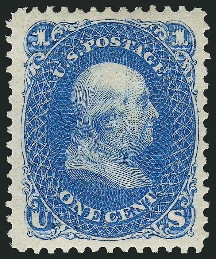 US Stamp Prices Scott Catalogue #102: 1875 1c Franklin Without Grill. Robert Siegel Auction Galleries, Apr 2014, Sale 1068, Lot 115
