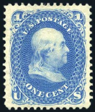 Price of US Stamp Scott Cat. # 102: 1c 1875 Franklin Without Grill. Harmer-Schau Auction Galleries, Jun 2008, Sale 78, Lot 1342