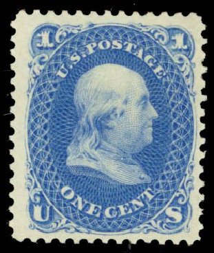 Prices of US Stamps Scott Cat. 102 - 1875 1c Franklin Without Grill. Daniel Kelleher Auctions, Oct 2014, Sale 660, Lot 2122
