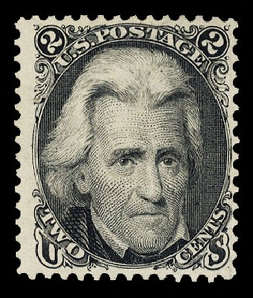 Cost of US Stamps Scott Cat. # 103: 1875 2c Jackson Without Grill. Cherrystone Auctions, Oct 2012, Sale 201210, Lot 77