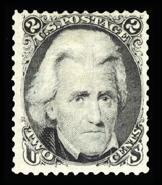 US Stamps Price Scott #103 - 1875 2c Jackson Without Grill. Cherrystone Auctions, Jun 2014, Sale 201406, Lot 47