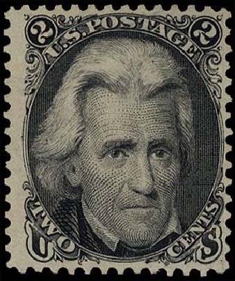US Stamps Values Scott Cat. # 103: 1875 2c Jackson Without Grill. Cherrystone Auctions, Apr 2010, Sale 201004, Lot 138