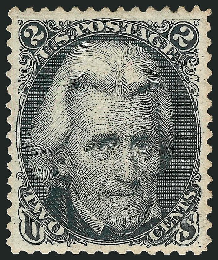 US Stamps Value Scott Catalog # 103 - 1875 2c Jackson Without Grill. Robert Siegel Auction Galleries, May 2013, Sale 1044, Lot 89