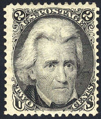 US Stamps Price Scott Cat. 103: 2c 1875 Jackson Without Grill. Cherrystone Auctions, Mar 2009, Sale 200903, Lot 90