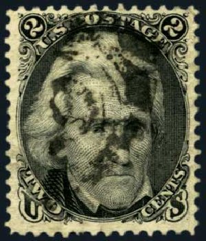 Cost of US Stamps Scott # 103 - 1875 2c Jackson Without Grill. Harmer-Schau Auction Galleries, Jan 2013, Sale 96, Lot 454