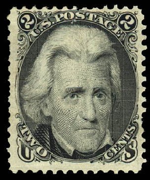 Prices of US Stamp Scott Cat. # 103: 2c 1875 Jackson Without Grill. Daniel Kelleher Auctions, Dec 2012, Sale 633, Lot 404