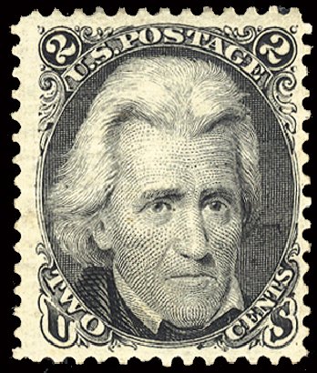 Value of US Stamps Scott # 103 - 2c 1875 Jackson Without Grill. Cherrystone Auctions, Feb 2011, Sale 201102, Lot 35