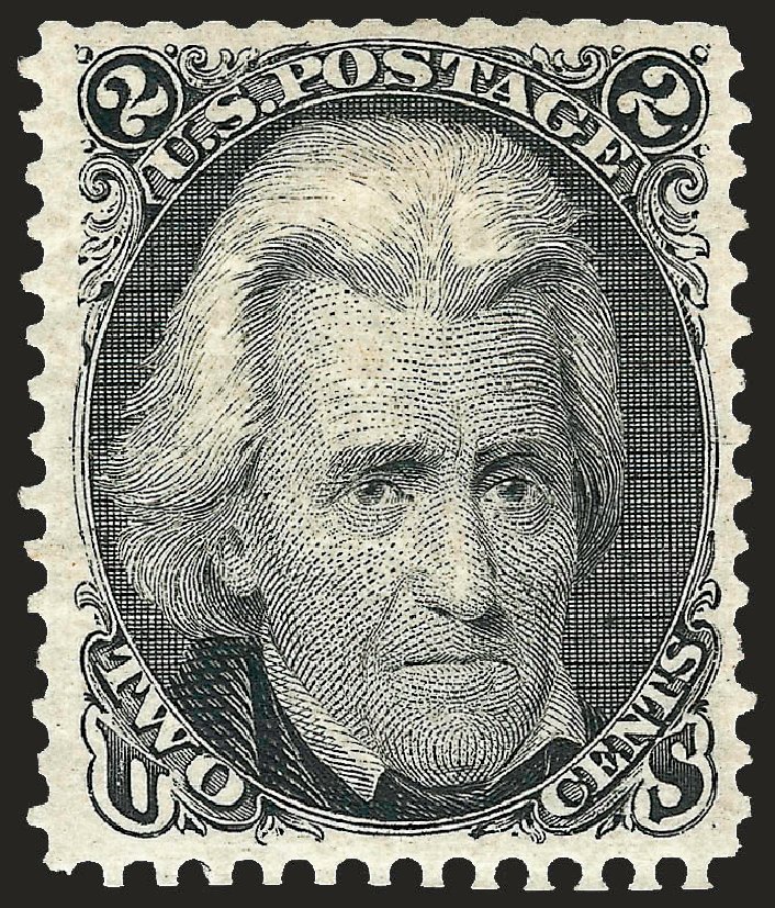 US Stamp Value Scott Cat. 103 - 1875 2c Jackson Without Grill. Robert Siegel Auction Galleries, Sep 2008, Sale 962, Lot 2365