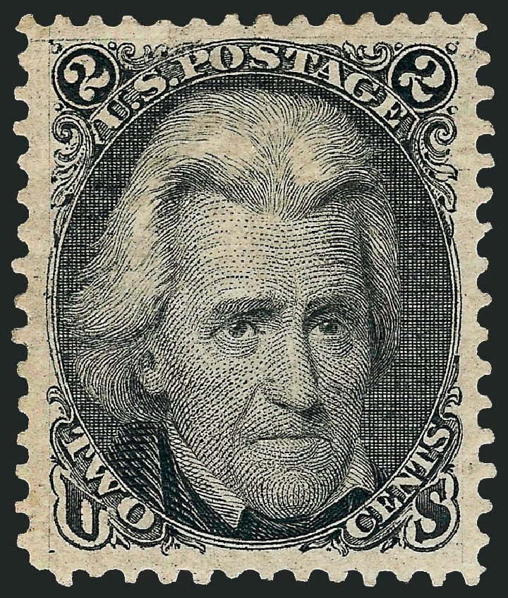 US Stamp Values Scott Cat. 103: 2c 1875 Jackson Without Grill. Robert Siegel Auction Galleries, Dec 2008, Sale 967, Lot 4212