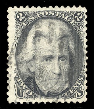 US Stamps Price Scott Cat. 103: 1875 2c Jackson Without Grill. Cherrystone Auctions, Jul 2013, Sale 201307, Lot 26